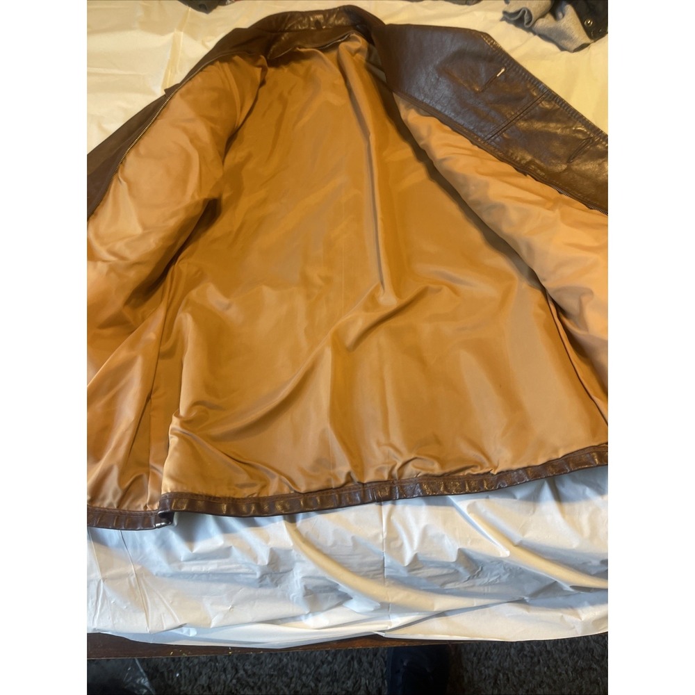 Vintage Men Leather Blazer Size 38 Brown 3 Bottons - Picture 10 of 16
